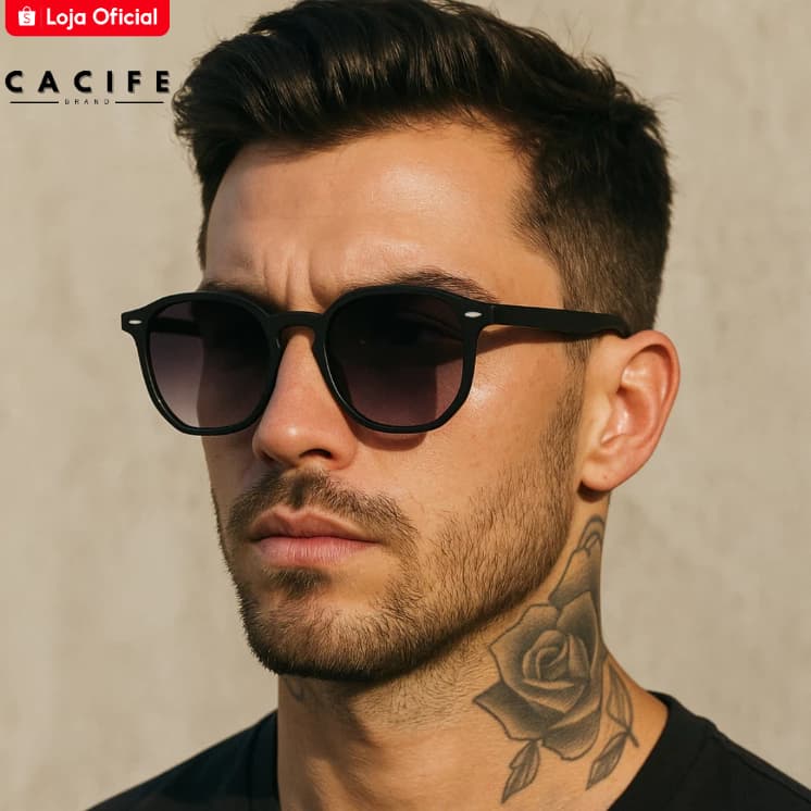 Óculos de Sol Tulum Preto Degradê Hexagonal Premium Retrô Oldstyle uv400 Feminino Masculino Unissex