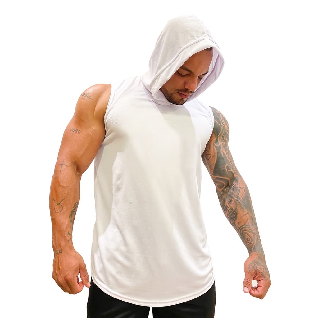 Regata Dry Masculina Long com Capuz Básica Lisa Sem Estampa - Bombey